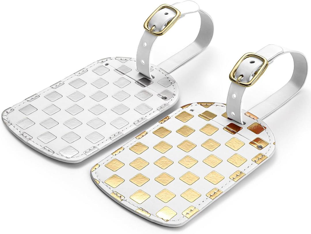 Luggage Tags for Suitcases 2 Pack Pu Leather Luggage Tag Airplane Travel Essentials for Women and Men, Bag Tags Travel Accessories Essential