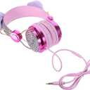 Angoily Style Boys and Girls Headphones Plush Over-Ear Headset for Girls Noise Cancelling Volume Control for Travel Car Cosplay Video Chat Phone Calls Online Classes