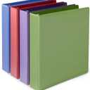 Amazon Basics 3 Ring 1.5 inch Binders with Round Metal Rings, Holds 275 Sheets, Assorted Colors, 4-Pack