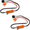 Car H7 LED Load Resistor Kit, 2PCS 50W 6ohm Vehicle Headlight Anti Flicker Error Decoder, Automotive Fog Lights Warning Canceller Resistor Adapter, Universal for SUV RV Truck