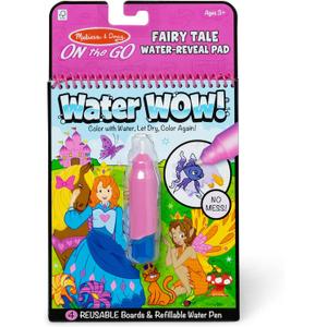 Melissa & Doug On The Go Water Wow! Mess Free Coloring Book, Reusable Water-Reveal Activity Pad, Fairy Tale, Travel Toys, Party Favors, for Toddlers & Kids Ages 3+ - FSC Certified