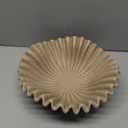 Large Decorative Handmade Bowl Decor , Modern Home Decoration, Fan Shaped Bowl, Ruffle Decor, Stylish Key Bowl for Entry Table, Decorative Fruit Bowl for Kitchen Counter, Artificial Stone Beige