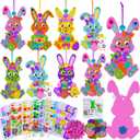 Winlyn 24 Sets Easter Bunny Crafts Kits DIY Bunny Ornaments Decorations Assorted Rabbit Foam Stickers Arts and Crafts for Kids Spring Home Classroom Activities Party Favors Art Project
