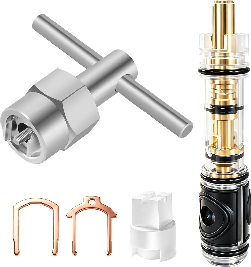 1 Pack Dual Seal Replacement Cartridge With 104421 Cartridge Removal Tool, Compatible with Moen 1225 1225B, One Handle Bathroom Faucet Cartridge, for Single Handle Faucet/Showers, Brass
