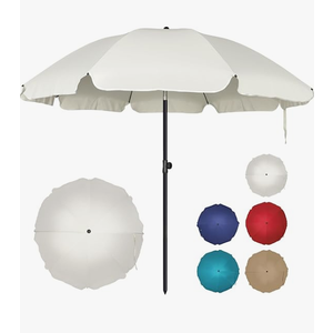 Blissun 6.5ft Patio Umbrella with Push Button Tilt & Height Adjustable, UV50+ Sun Protection with Sturdy Fiberglass Ribs & Iron Pole, Market Umbrella for Outdoor Table Garden Backyard Beach, Cream White