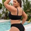 American Trends Plus Size Bikini Top for Women Large Bust Swim Tops Sports Swim Bra with Strong Support (Black, 2XL)