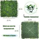 Artificial Boxwood Panels: 20"x 20"(12P) UV-Anti Faux Grass Panels for Interior Wall, Greenery Backdrop,Garden and Indoor Outdoor Plant Wall&Fence Covering Privacy for Backyard Decor