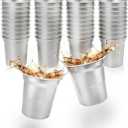 40 Pack 16 oz Aluminum Party Cups,Metal Cups Reusable Aluminum Drinking Cups,Coffee Cups,Disposable Aluminums Beers Cups for Family Gatherings,Outdoor Events and Parties! (16oz Silver)