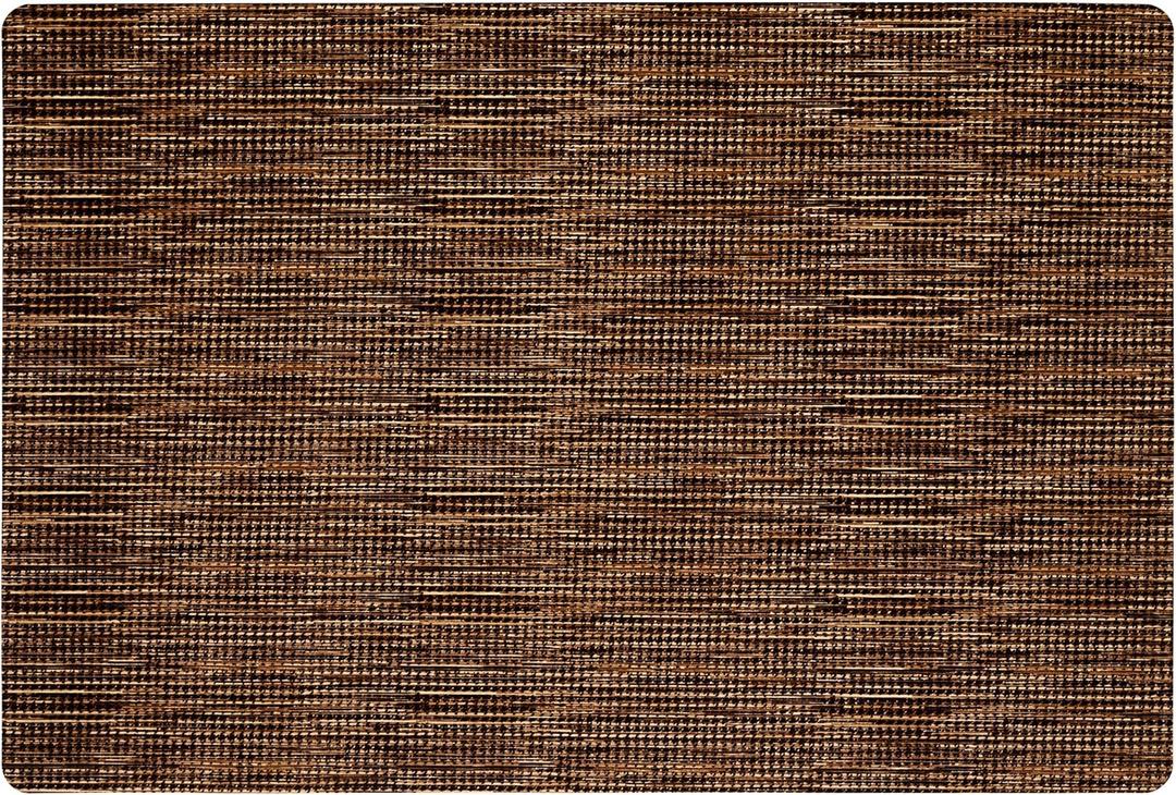 Town & Country Basics Smooth Step Houndstooth Low Profile Utility Kitchen Mat, Machine Washable, with Non-Slip Backing, Brown/Beige, 24"x35"