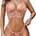 Avidlove Lingerie Sets for Women Sexy 2 Piece Bra Panty Set Appliques Cut Out Outfits for Women Size M