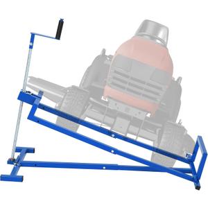 Garvee 800Lb Heavy Duty Lawn Tractor Lift Jack - Foldable Riding Mower Lifter with Manual Crank & Power Drill Handle for Easy Maintenance & Storage - Blue