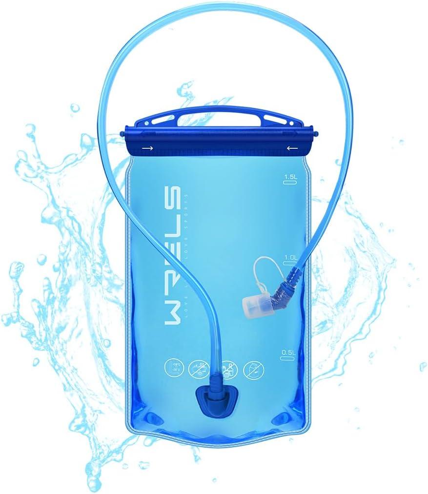 WRELS BPA Free Hydration Bladder,Leakproof Water Bladder for Hiking Backpack, Large Opening Water Reservoir Hydration Pack for Running Cycling Camping,1L