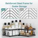 Veken Corner Shower Caddy 5-Pack, Advanced Rustproof Design, No Drilling Adhesive Shelves, Rack with Soap Holder, Bathroom Organizers and Storage, Wall-Mounted Kitchen&Home Decor,Black,Gifts for Mom