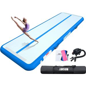 AWSUM Inflatable Air Gymnastics Mat 10ft Training mat 4 inches Thick Tumbling Mat With Electric Pump for Home/Gym/Outdoor    