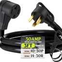 Kanayu 3 ft Dryer Adapter 4 Prong to 3 Prong, Dryer Convert Cord Compatible with Nema 10-30p Plug to 14-30r Receptacle, 3male Plug 4 Female Outlet Receptacle, 10 Awg STW, Etl Listed(Black)