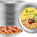 60 Pack 9 Inch Disposable Aluminum Pie Pans - Round Foil Pie Tins, Foil Plates, Takeout Food Containers for Tart Baking, Cooking, Reheating, Roasting