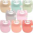 KeaBabies 8-Pack Organic Baby Bibs for Girls, Boys - Quilted Cotton Cloth Baby Drool Bibs for Drooling and Teething Toddler, Newborn, Infant, Soft & Super Absorbent (Muted Pastel)