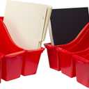Storex Small Book Bin  Interlocking Plastic Organizer for Home, Office and Classroom, Red, 6-Pack (71109U06C)