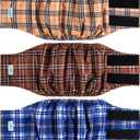 Leekalos Male Dog Diapers (3 Pack), High Absorbing Dog Belly Bands for Male Dogs, Washable Reusable Dog Male Wraps (Plaid, XX-Large)
