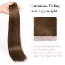 REECHO Clip in Hair Extensions, Hair Extensions Thick Long Lace Weft Lightweight Synthetic Hairpieces for Women (24 Inch-240 Gram(Pack of 5), Chestnut Brown)