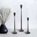 Iron Taper Black Candle Holder Set of 3, Heavy Duty Tall Taper Candle Stand, Table Centerpiece Candlestick Holder Set for Home Decoration, Wedding, Dining Table