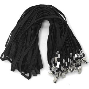 Bird Fiy Lanyards Breakaway Bulk Black Lanyards Neck Flat Safety Badge Lanyard Bulldog Clip (Black, 25 PCS)