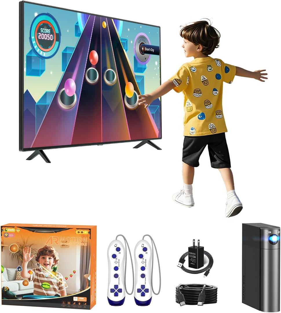 MetFut AR Motion Gaming Console - Plug & Play Video Game System for Kids & Families. Great for Indoor Physical Play, Interactive Family Fun, Game Nights, Playtime and Playdates