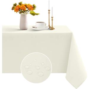 Romanstile Spring Rectangle Tablecloth - Waterproof and Wrinkle Resistant Washable Polyester Table Cloth for Kitchen Dining/Party/Wedding Indoor and Outdoor Use (60 x 84 inch, Ivory)