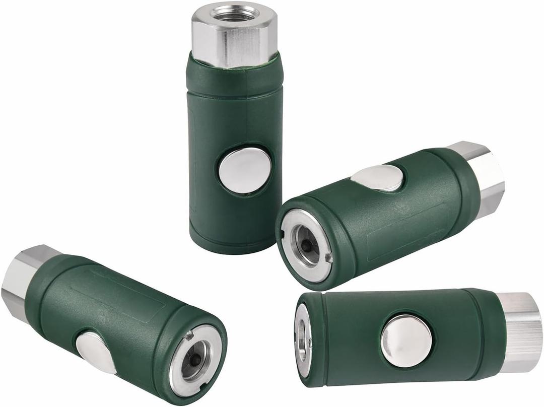 Yolass 1/4" FNPT M Style Safety Coupler, Female Thread, Safety Air Plug Coupler (4 packs)