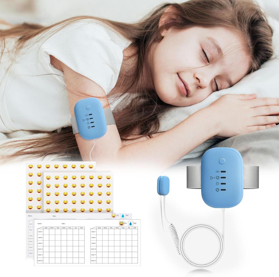 Bed Wetting Alarm for Boys and Girls - USB Rechargeable, Bedwetting Alarm with High Sensitivity Sensor, Loud Sound and Strong Vibration, Proven Solution for Bedwetters(Blue)