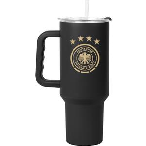 Logo Brands Soccer 40 oz Tumbler with Handle - Powder Coated-Stainless Steel with Straw  Leak-Resistant, Keeps Drinks Cold  Everyday Use  Great For Soccer Fans (Germany)