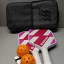 PRO-SPIN Carbon Fiber Pickleball Paddles Set of 2 or Single | Lightweight Pickleball Set with Indoor/Outdoor Balls, Bag & Covers  Durable Pickle Ball Paddle Gift for Men, Women & Families (2-Player Set | Blue/Pink)