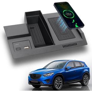 Wireless Car Charger for Mazda CX5 2017-2025 with USB Port, Custom fit Wireless Phone Charging Pad Accessories for CX-5 2018 2019 2020 2021 2022 2023 2024, Center Console Wireless Charging Station