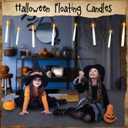 Floating Candles with Wand, 20 Pcs Magic Hanging Candles Halloween Battery Operated Candles LED Flameless Candle with Remote Halloween Floating Candles Hanging for Home Party (White)