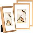 3x5 Picture Frame Set of 3, Gold Aluminum Metal Photo Frames with HD Glass, Fits 2x3 with Mat or 3 x 5 without Mat, Display for Wall and Table