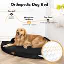 MEKIY Orthopedic Waterproof Dog Bed with Sides for Large Sizes Dogs | Egg Crate Foam, Waterproof Liner, Anti-Slip Bottom, Space-Saving, Perfect for Corners and Sofa Edges, Black, XL-38"Lx38"W x 7.5"Th
