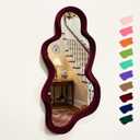 Mirror Wall Decor for Vintage Living Room Bedroom, 13.8x29.7 Asymmetrical Decorative Mirror for Entryway Porch Staircase, Retro Modern Hanging Wall Art Gift for Christmas Wedding (Wine Red)