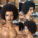 Afro Wig - Short Kinky Curly Human Hair Wig, Glueless & Ready-to-Wear, Perfect for 70s Cosplay & Daily Use, 1B