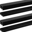 Landical 2 Sets Plastic Sliding Door Track Set for Cabinet Double Rails Panel Kit, 1/4" Thick Panels Glass Door Hardware System Window Track Quick Installation(4ft,Black)