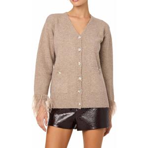 ASTR The Label Womens Grie Cardigan (Small, Taupe)