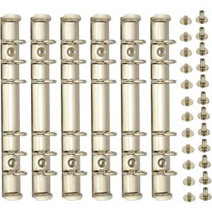 PATIKIL A6 6-Hole Ring Binder Mechanisms, 6 Set Binder Spines Replacement for A6 Paper Size (6.80.7 inches/17.52 cm (L*W), Gold Tone)