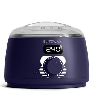 BLITZWAX Single Waxing Pot, Hard Wax Warmer for Face, Legs, Bikini, Brazilian and Body, for 16 oz, At Home Hair Removal Kit, for Men, Beginner Friendly, Quick Heating, Precise Temperature Control (Deep Blue)
