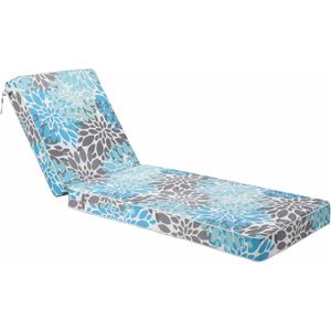 JMGBird Outdoor Chaise Lounge Cushion 70 * 22 * 4.5 Inch, Patio Chaise Chair Cushions with Straps Waterproof Foldable Pool Thick Lounge Cushions Outdoor Furniture (Light Blue With White)