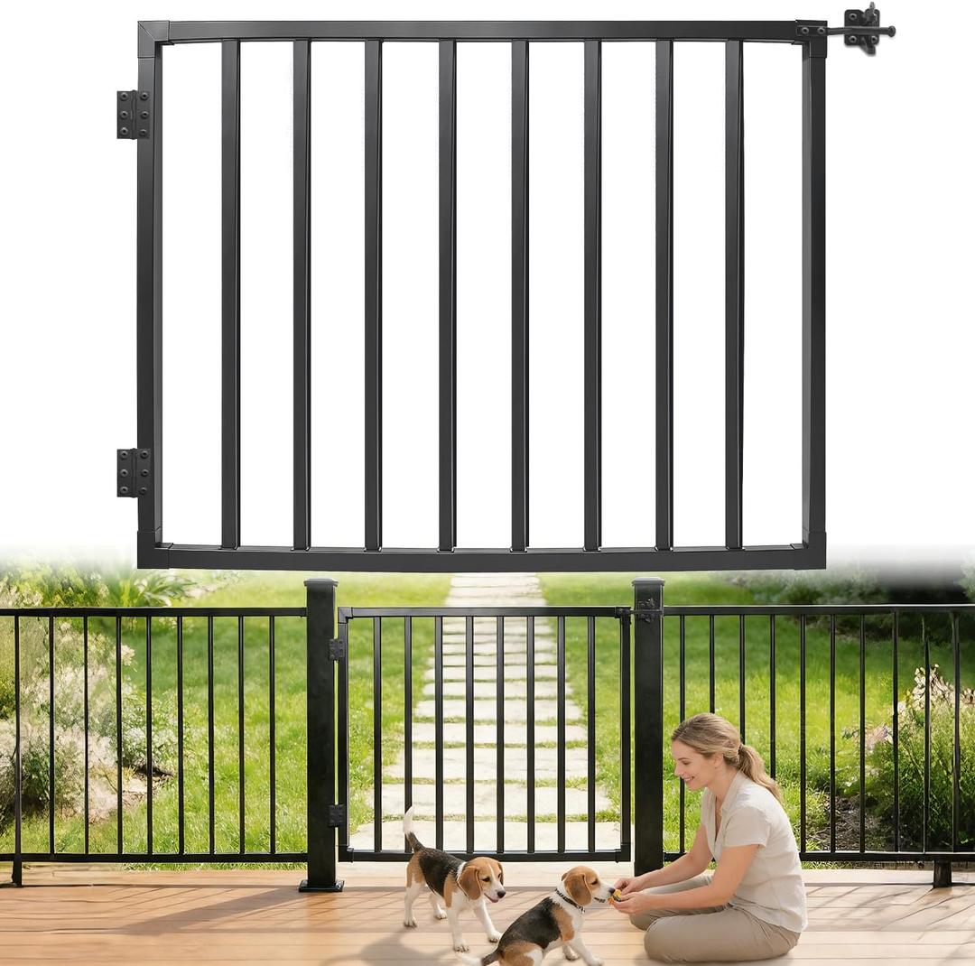 Avalution Deck Fence Gate Outdoor,38" H x 48" W, Metal Fence Gate Kit,Heavy Duty Outdoor Gates with Hinges and Latch,Anti-Rust Deck Gates for Decks,Patio,Garden,Yard,Residential Fences