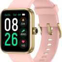 EURANS Smart Watch 45mm, Fitness Watch with Heart Rate/Sleep Monitor Steps Calories Counter, IP68 Waterproof Activity Tracker Compatible with Android iOS (Pink)