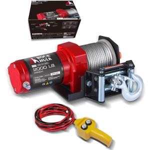 Rock-Hulk 2000lb 12V ATV/UTV Electric Winch, Off-Road Waterproof Steel Cable Winch for ATV UTV Towing Trailer Winch