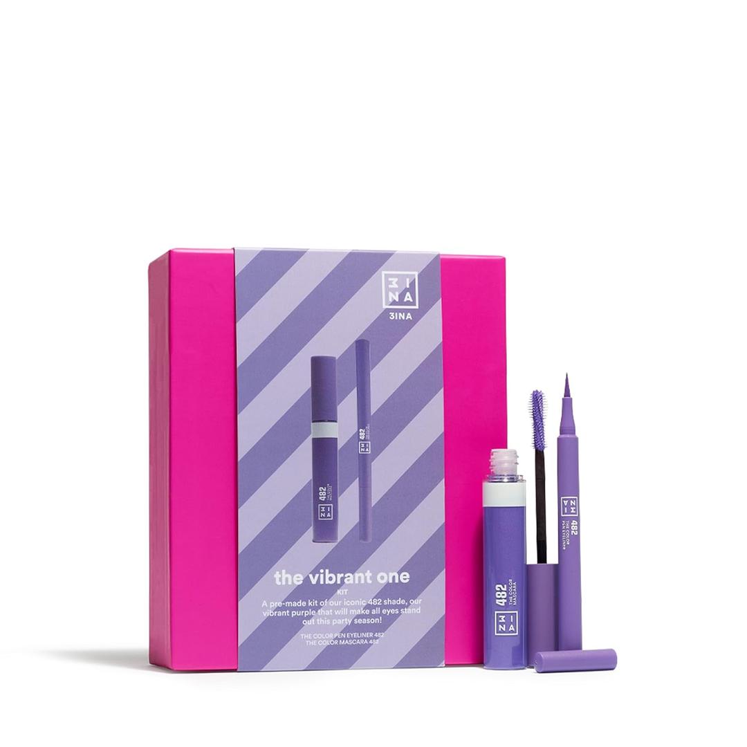3INA MAKEUP - The Vibrant One Kit - Purple - Perfect Purple Set - The Colour Pen Eyeliner 482 + The Colour Mascara 482 - Durable and Bright Colour - Makeup Set - Vegan - Cruelty Free