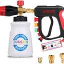 DUSICHIN Foam Cannon Short Pressure Washer Gun 1/4 Inch Quick Connector,Car Wash Foam Gun with 5 Pressure Washer Nozzle Tips 3/8'' Swivel Quick Connector,Additional Orifice Nozzle 1.04mm Car Washing
