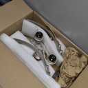 6-Light Modern Chandelier, Brushed Nickel Dining Room Light Fixture, Farmhouse Industrial Chandelier Hanging Over Table, Height Adjustable Pendant Lighting for Kitchen Island Foyer, Clear Glass Shade