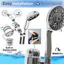 Filtered High-Pressure Handheld Shower Head for Hard Water & Chlorine Filtration with 9 Spray Settings Including Power Wash, Rainfall, Mist, and Massaging 2.5GPM (Matte Black - Obsidian)